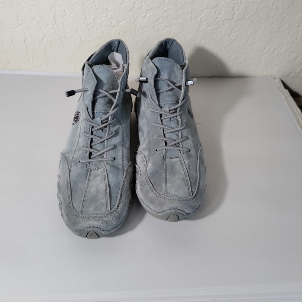 Clohoo Men's Lace-up Ankle Boots Slip-on Adjustable Gray‎ Sz EU 46 US 11
